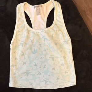 Forever 21 Cream and Light Blue Patterned Tank